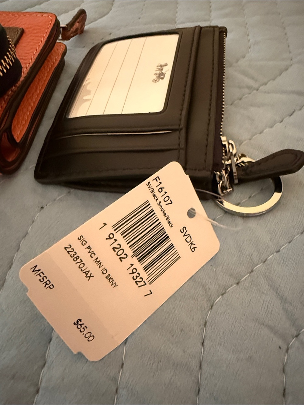 *Bundle* Coach Women's Signature Canvas Card Wallet in Brown & Coral, MK Black - Picture 13 of 13